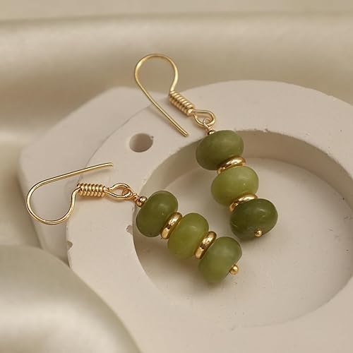 Miniatura 150 de Gempires - Aretes ligeros con cuentas hechas a mano, hipoalergénicos, chapados en oro, aretes colgantes para mujer