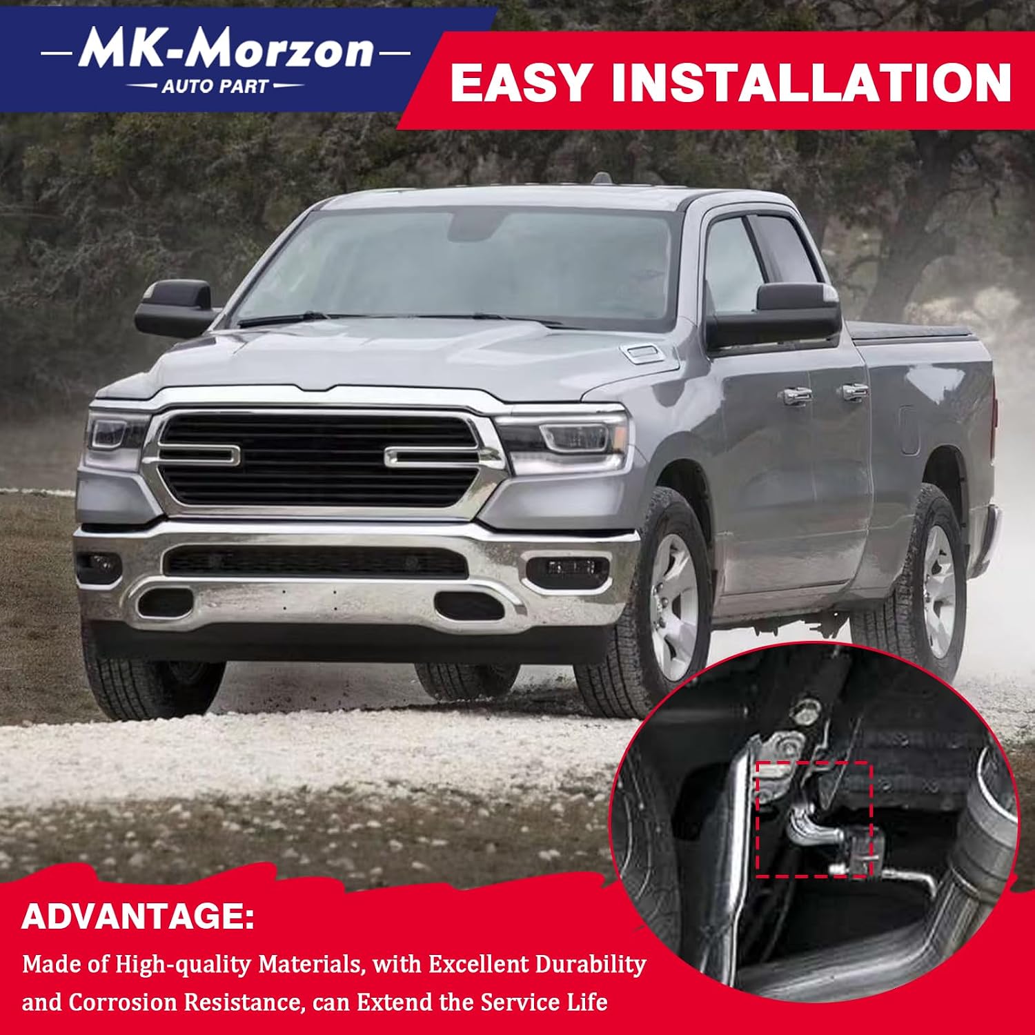 Rear Left Exhaust Bracket Muffler Support Hanger Assembly Driver Side Compatible with 2019-2024 Ram 1500 5.7L 6.2L Replaces# 68275662AB