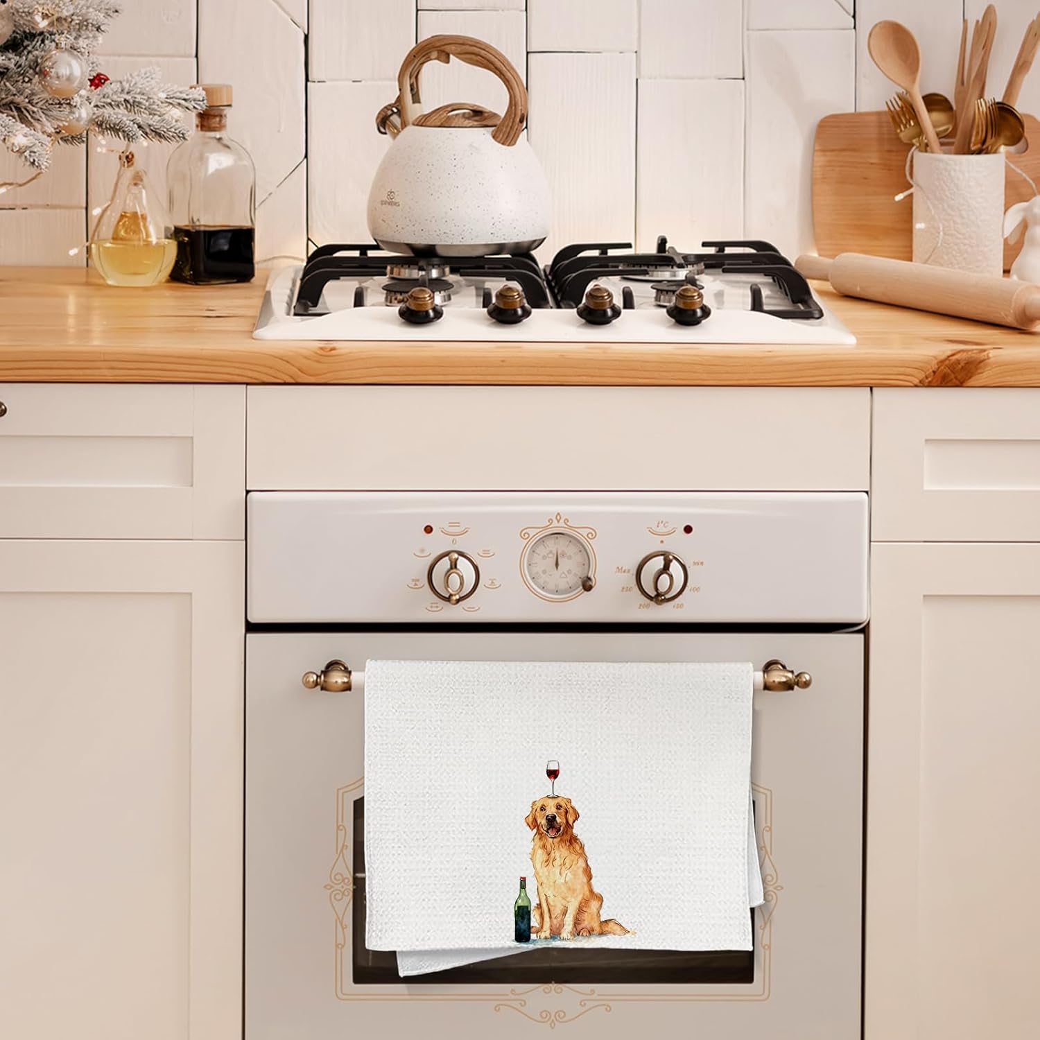 Funny Wine Golden Retriever Kitchen Towels Decorative, Gifts for Golden Retriever and Wine Lovers Hand Tea Towels for Bar Cart, Dog Mom Lovers Dad Gifts Dish Towel Dishcloth, 16x24 Inch - Image 7