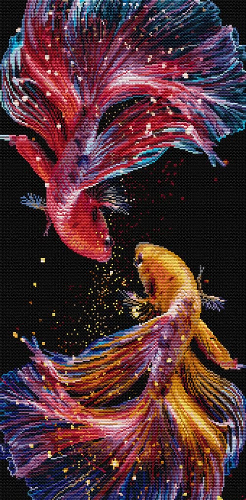 Awesocrafts Cross Stitch Stamped Kits Fish Easy Patterns Cross Stitching Embroidery Needlework Kit Supplies 14CT 2 Strands