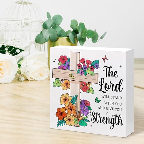 Miniatura 13 de Letrero de madera con versículo bíblico, decoración de escritorio con texto en inglés "I will Sing of the Goodness of Gods" (I will Sing of the