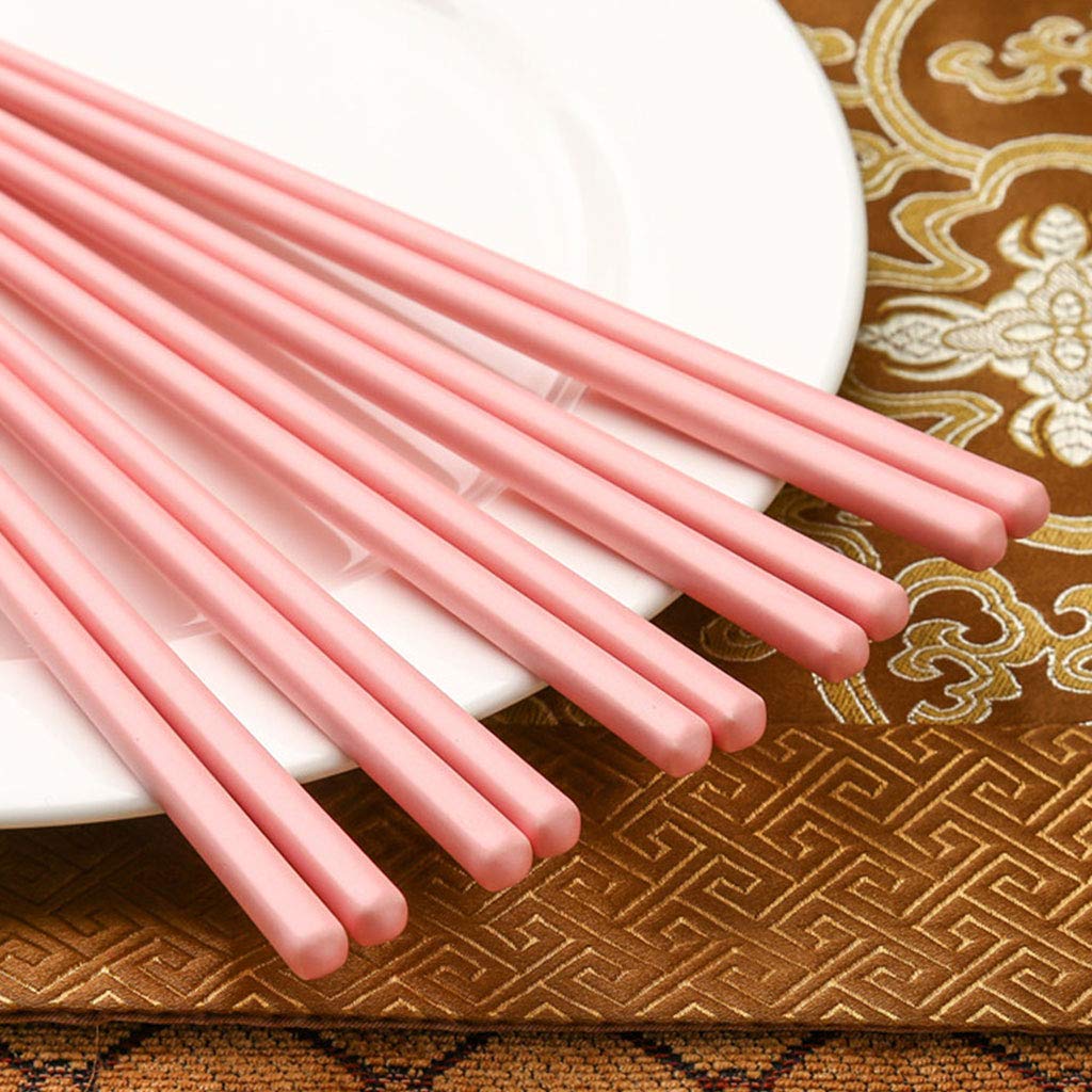 Baguettes réutilisables en Porcelaine, Cadeau, céramique, Lavable au Lave-Vaisselle, Porcelaine Chinoise, 5 Paires de Baguettes à Sushi, Rouge 2 (Noir) (Rose, Taille Unique)