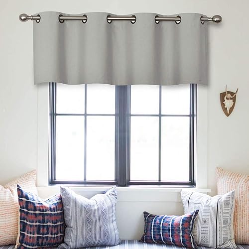 MRTREES Cenefas de oscurecimiento de habitación, cenefa de cortina con aislamiento térmico y ojales en la parte superior, cortinas de ventana de