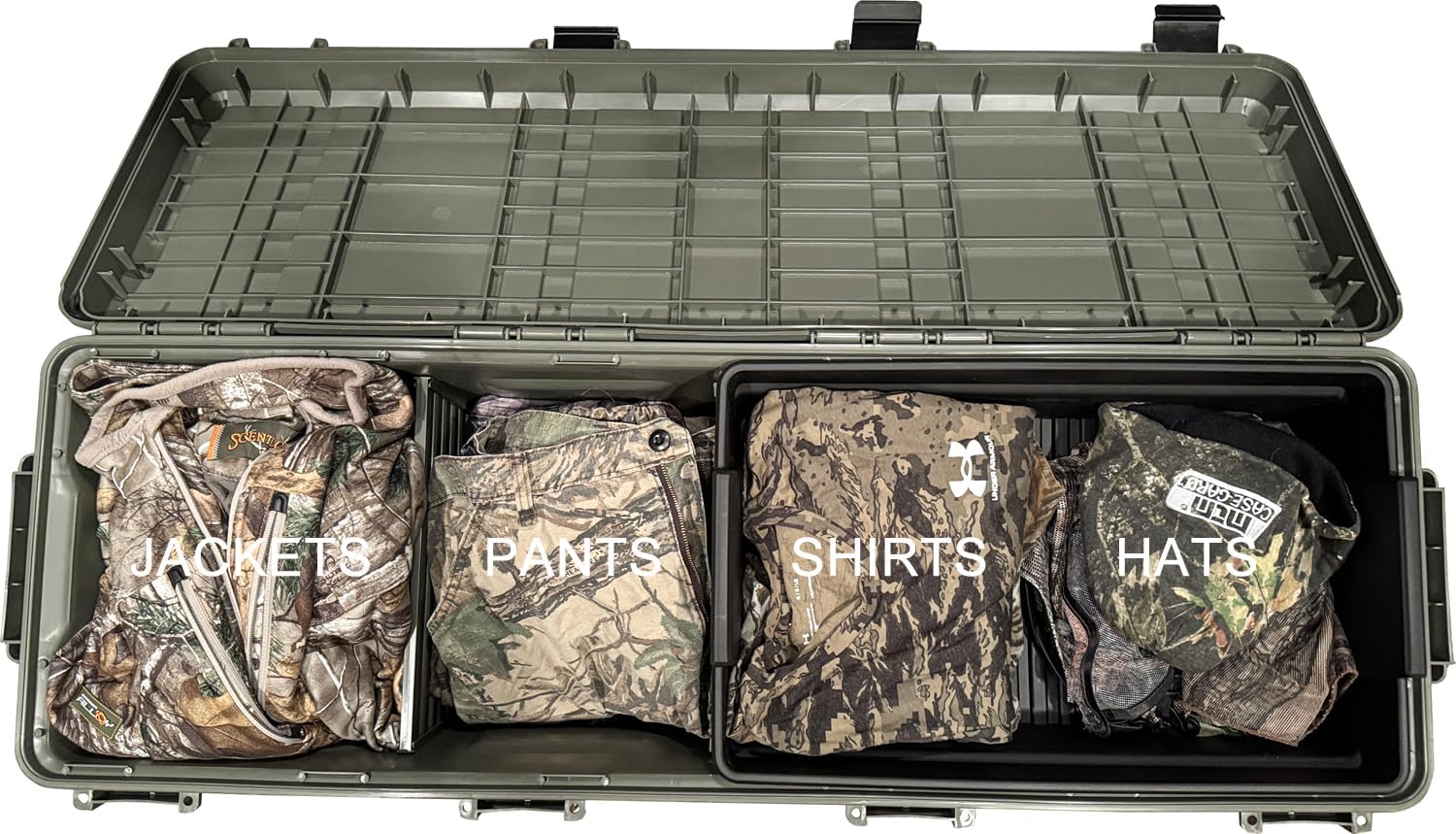 MTM MGC - The Mule Mobile Gear Crate, Storage for Hunting Gear, Shooting Supplies, Outdoor Gear, Camping Accessories, Water-Resistant, Stackable, Holds 75lbs of Gear, USA Made, Army Green