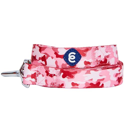Blueberry Pet Essentials - Correa para perro con estampado de camuflaje rosa, 4 pies x 1 pulgadas, grande…