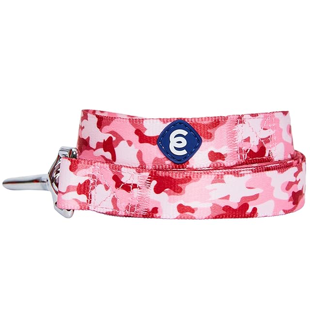 Blueberry Pet Essentials - Correa para perro con estampado de camuflaje rosa, 4 pies x 1 pulgadas, grande…