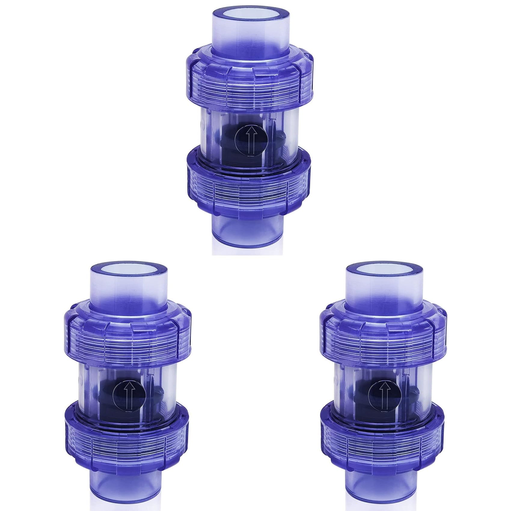 Ctrlzs Blue 3X Check Valve 3/4 Inch True Union Check Valve Transparent Upvc Check Valve Pipeline Check Valve One-Way Valve