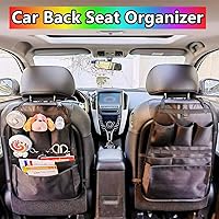 Vista 4 de Organizador de respaldo de asiento de automóvil, almacenamiento para asiento trasero de automóvil con múltiples bolsillos, bolsillo colgante