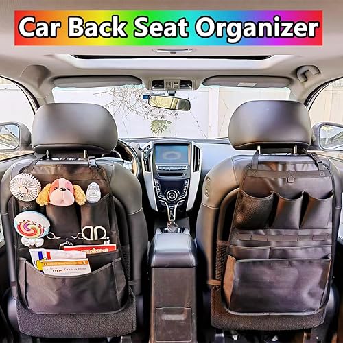 Miniatura 4 de Organizador de respaldo de asiento de automóvil, almacenamiento para asiento trasero de automóvil con múltiples bolsillos, bolsillo colgante