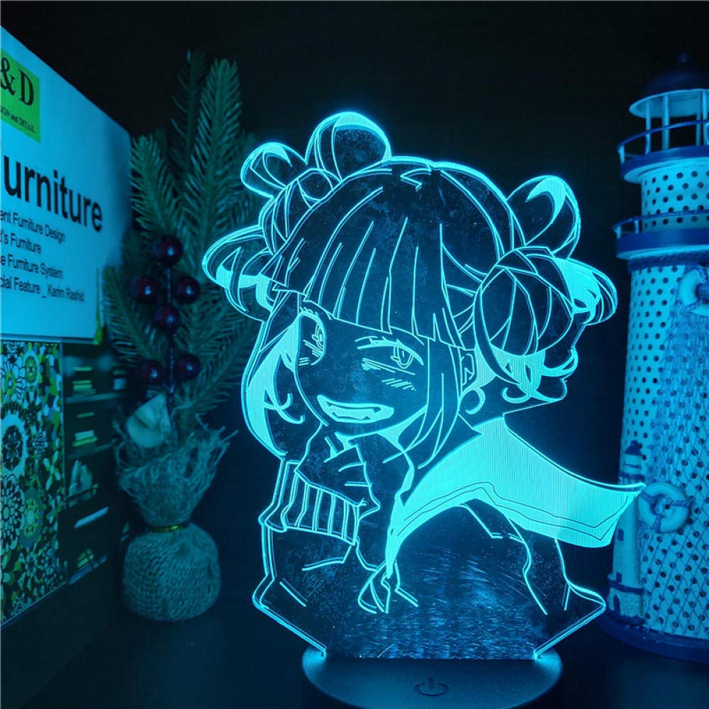 3D LED Illusion Lamp Night Light, My Hero Academia Anime Lamp Himiko Toga 3D Led Night Light for Kids Bedroom Decor Visual Light Birthday Gift Manga Toy Table Lamp 7 Color Touch LUOXIA