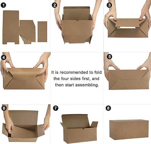 Miniatura 4 de VATIN Caja de regalo de papel marrón de 9 x 4.5 x 4.5 pulgadas, 12 paquetes de cajas de regalo para regalos, cajas de regalo con tapas para regalos