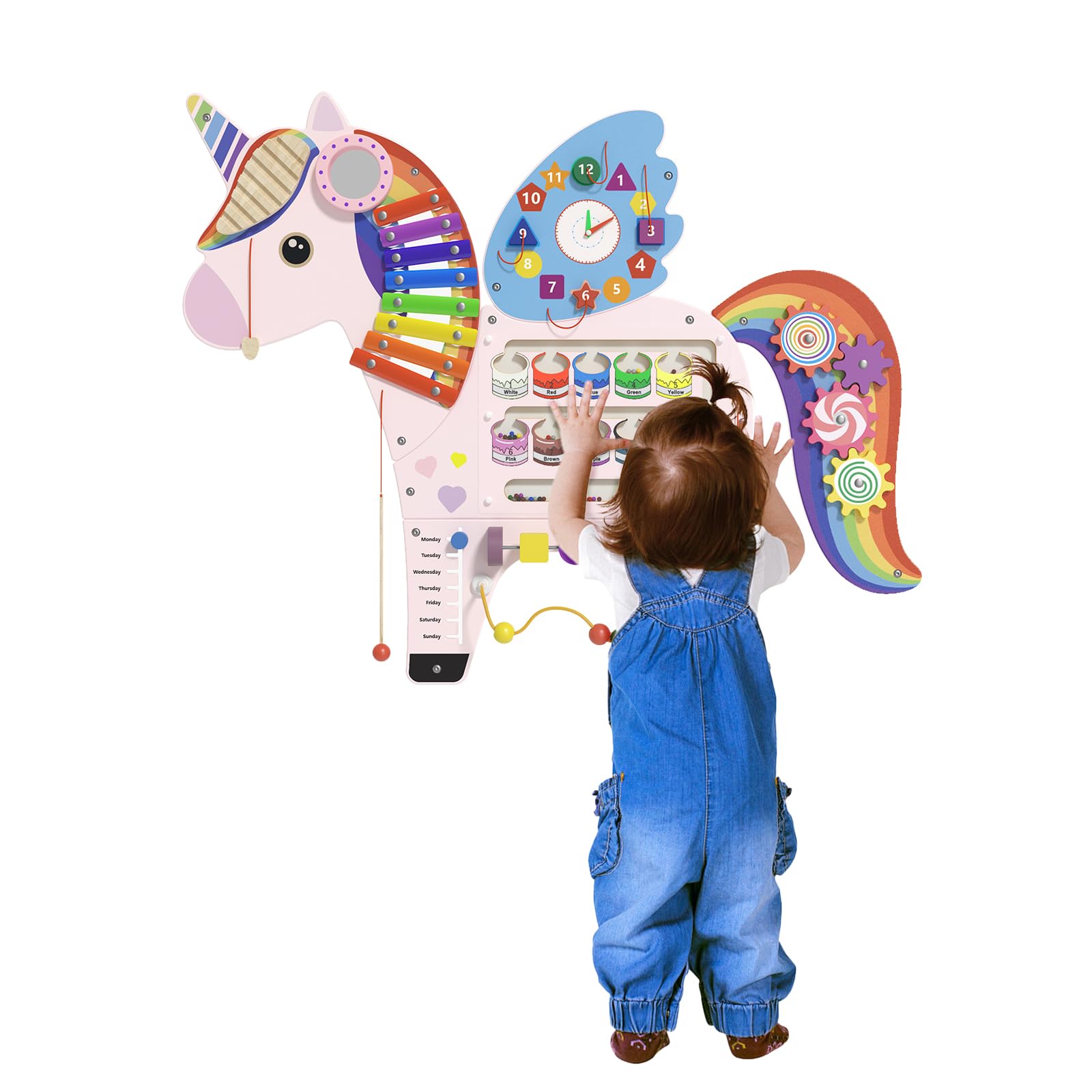 Spacocld Activity Wall Busy Board Panels - Sensory Wall Panel for Kids (5 Pieces Colorful Unicorn)