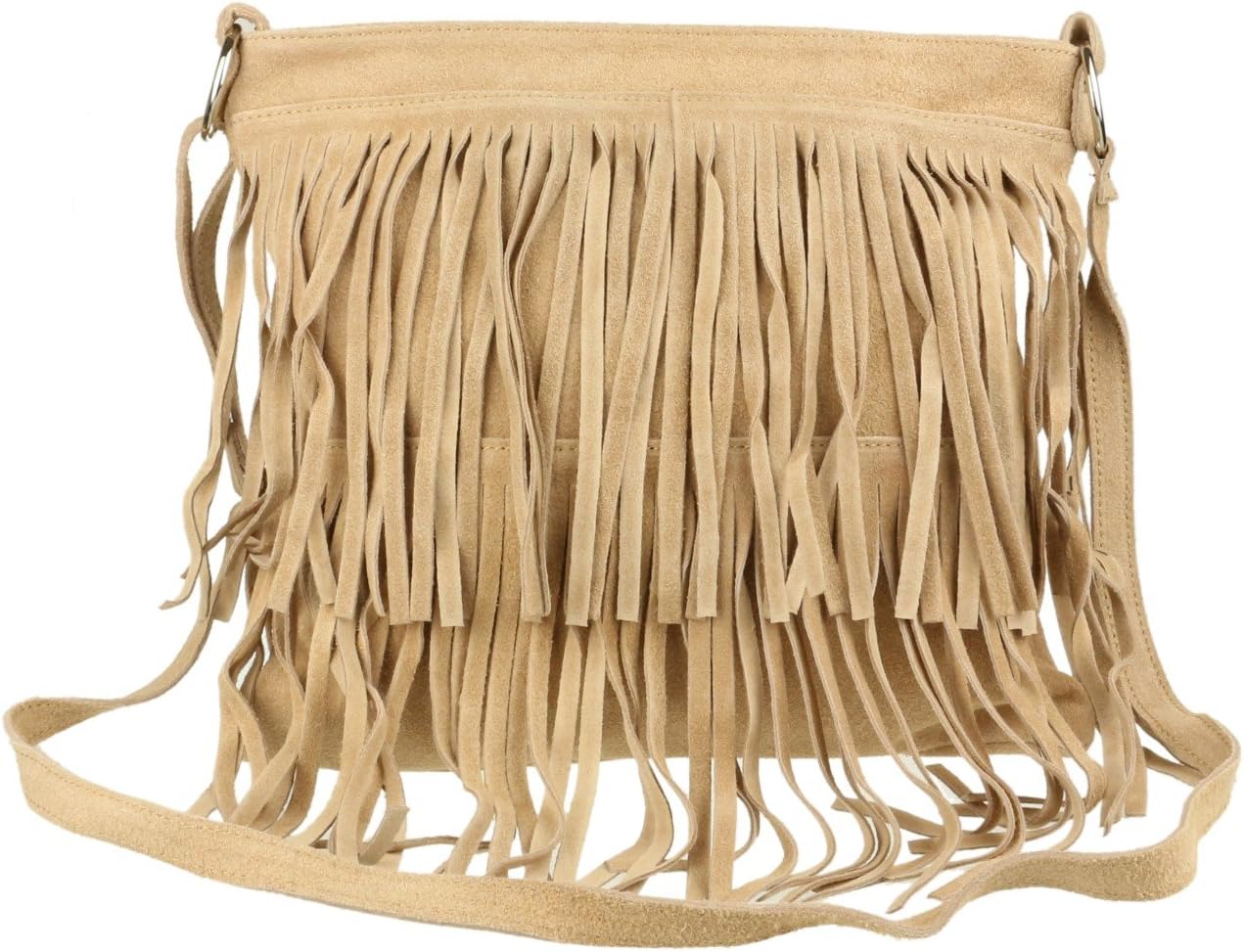 Girly HandbagsWomens Genuine Suede Real Leather Crossbody Fringe Large Messenger Shoulder Bag Slouch