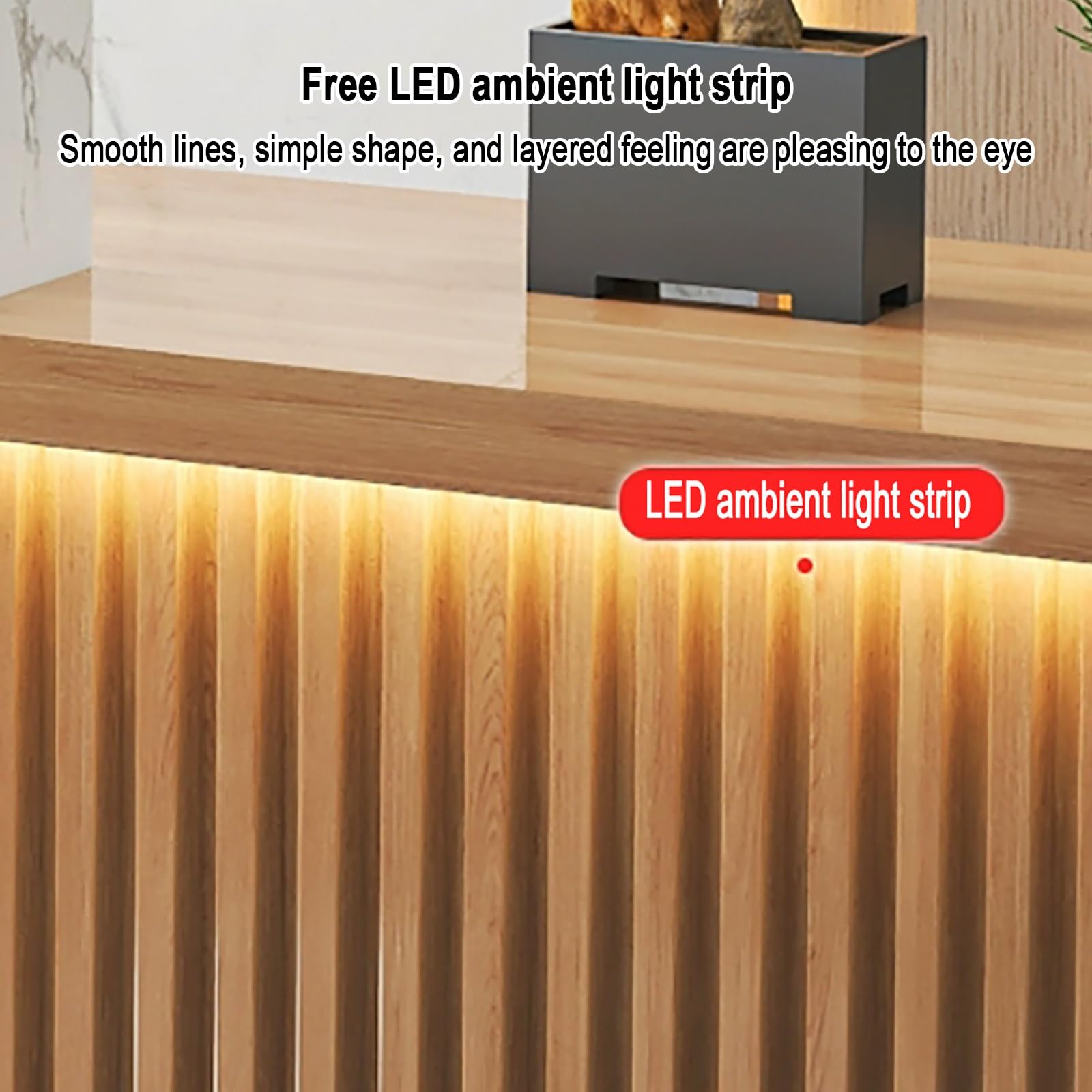 Comptoir moderne avec lumières LED Table de réception pour comptoir avant de magasins (H-1 140 x 60 x 100 cm) – Parfait pour les espaces de vente au détail
