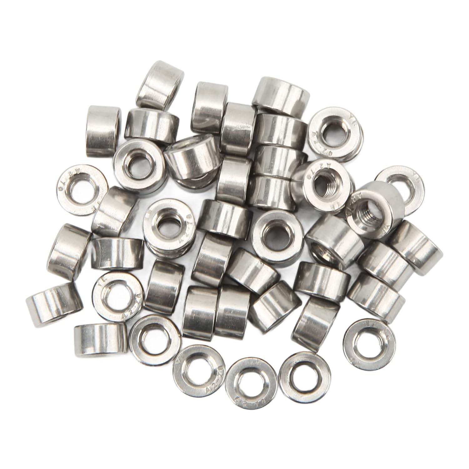 50Pcs Round Connector Nuts, 304 Stainless Steel Coupling Nut Rod Bar Stud Connector Nuts M5 X 0.8 10 L6mm