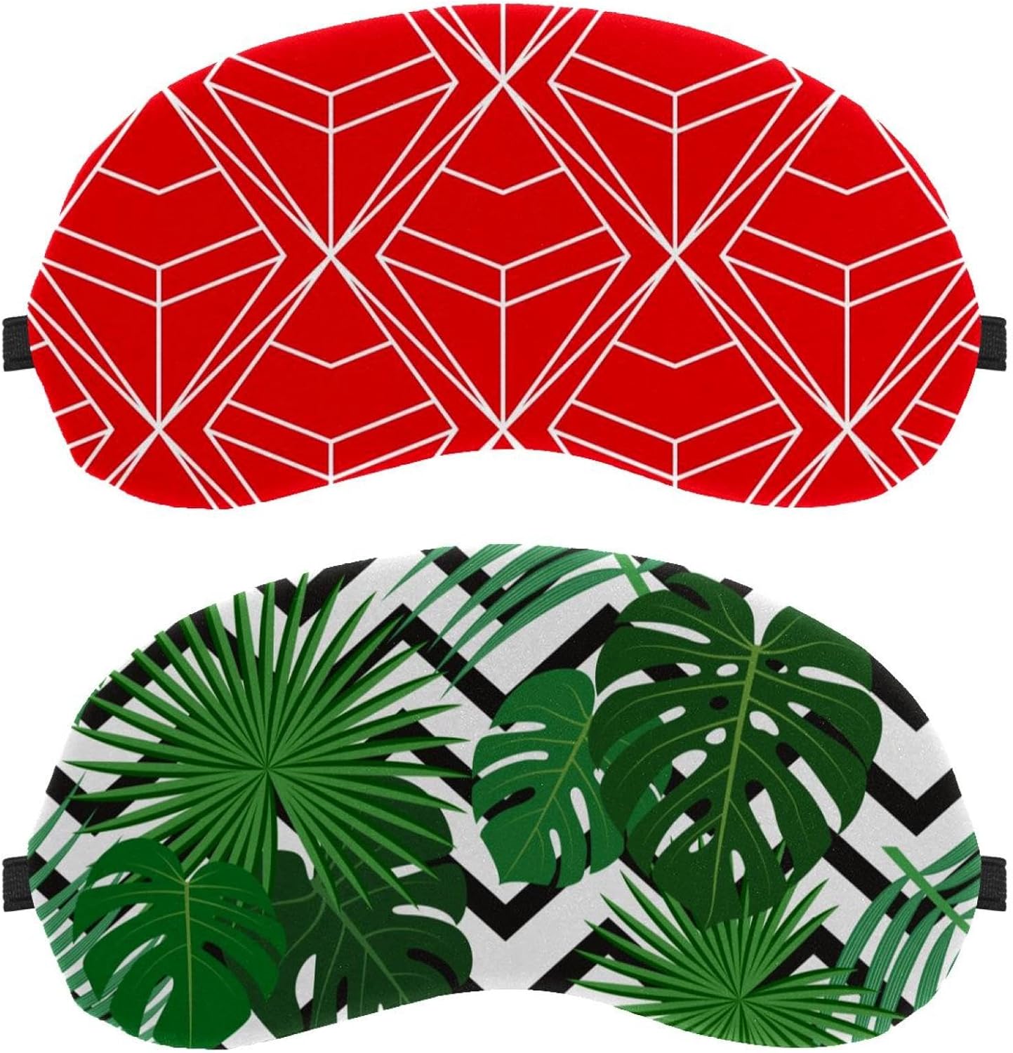 2 Pezzi Giungla Esotica Foglie di Palma Zig Zag Maschera per Dormire Maschera per Dormire Copertura Morbida per Gli Occhi per Viaggi, Pisolini, Aereo, Blocco