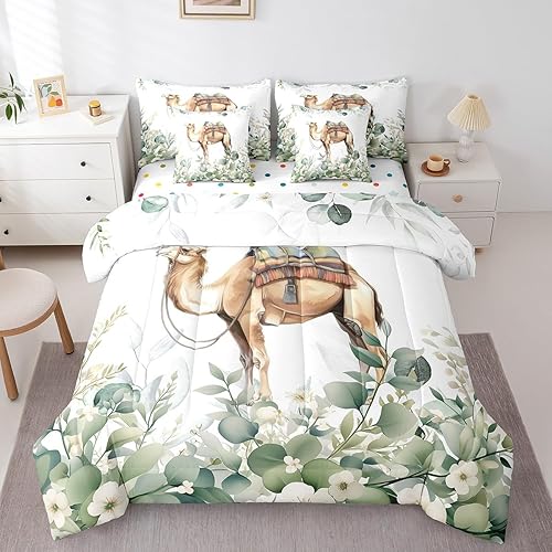 Erosebridal 7-Piece Boys Cartoon Animal Bedding Full for Kids Kawaii Camel Comfo