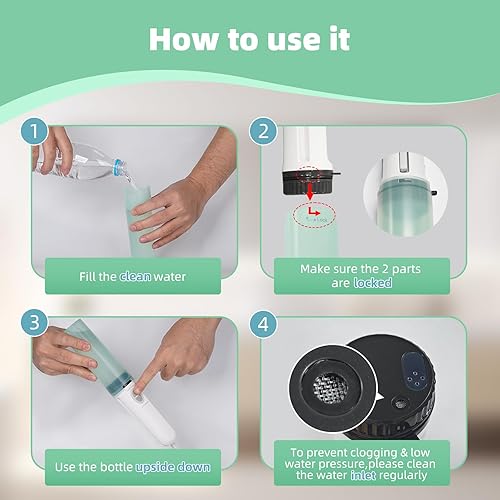 Miniatura 18 de Hibbent Bidé portátil para viajes, rociador eléctrico de mano de alta presión, bidé de viaje recargable para mujeres y hombres, limpieza de higiene