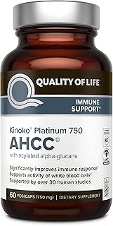 Premium Kinoko Platinum AHCC Supplement â€“ 750mg of AHCC per Capsule â€“ Supports Immune Health, Liver Function, Maintains Natural Killer Cell Activity â€“ 60 Veggie Capsules