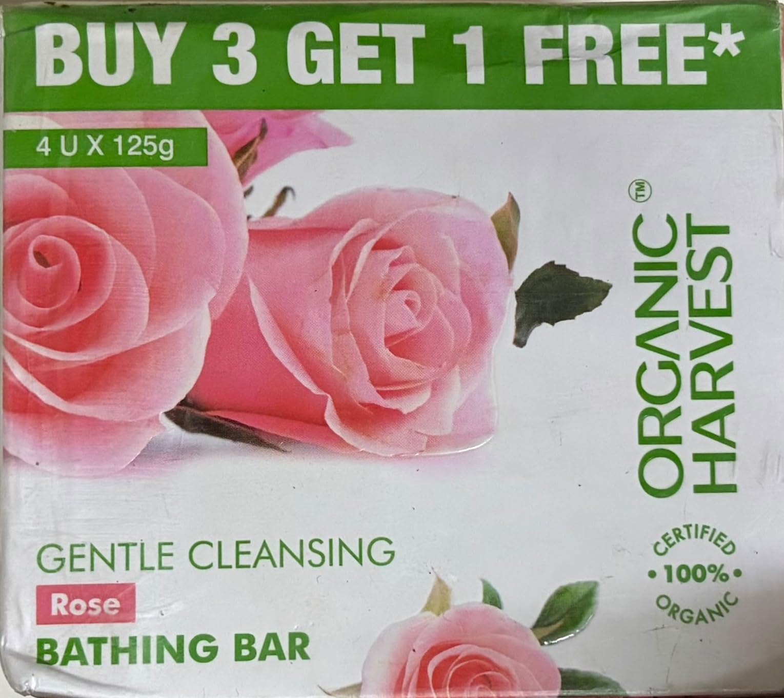 Organic Harvest Rose Bathing Bar, For Skin Moisturisation, Ideal For All Skin Types, 100% Organic, Paraben & Sulphate Free – 125gm (Pack of 4)-image-26