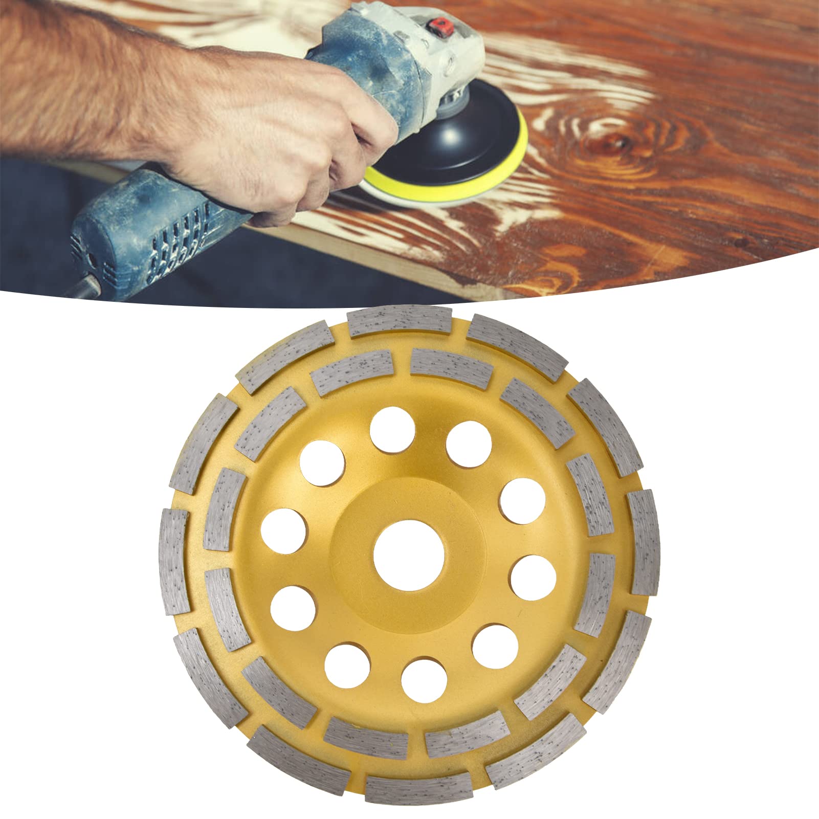 Meule Boisseau Diamantée, Meule Boisseau Diamantée à Double Rangée Meule Boisseau Diamantée pour Béton, Granit, Pierre, Ciment, Marbre, Meules Abrasives (150mm)
