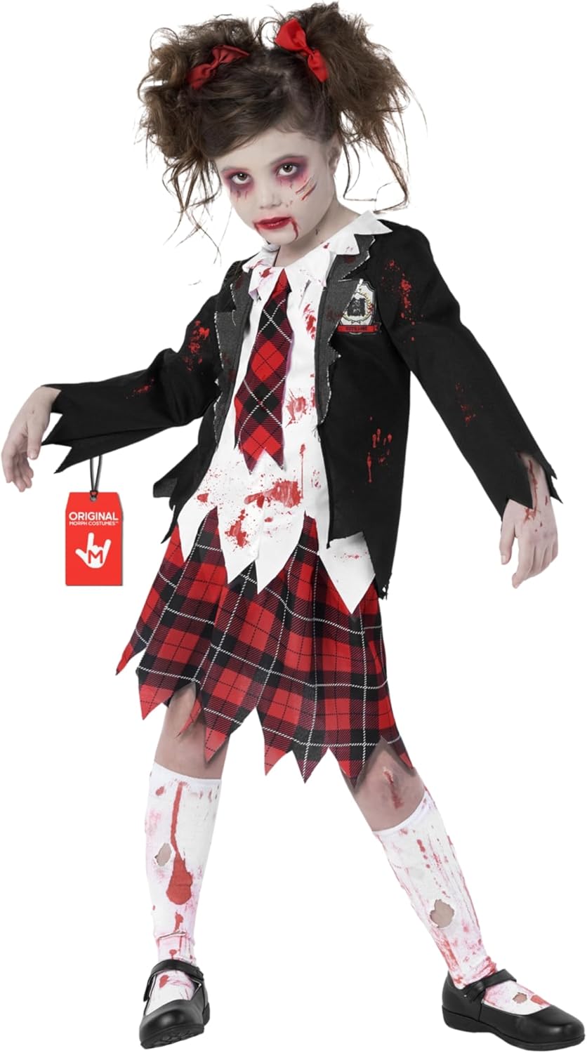 Morph Costumes School Girl Zombie Costume for Kids - Kid Zombie Costume Girl - Kids Halloween Costumes Girls Scary