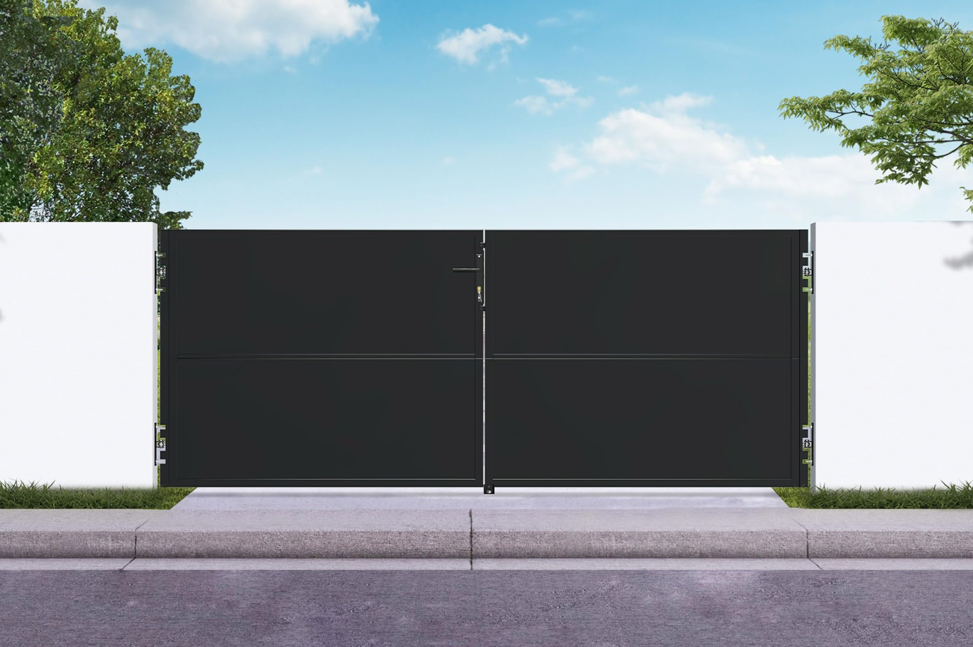 Casanoov Portail acier noir mat 3m NALI H.120cm