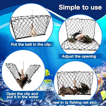Foldable Crab Trap Castable Crabjaw with Crab Gauge and Bait Clip for Saltwater or Freshwater