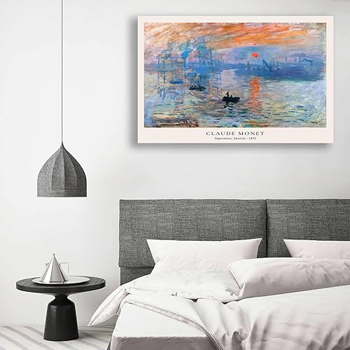 Miniatura 5 de Póster e impresiones al óleo sobre lienzo, impresión de pintura famosa de Claude Monet, impresión de salida del sol, impresión de arte de pared de