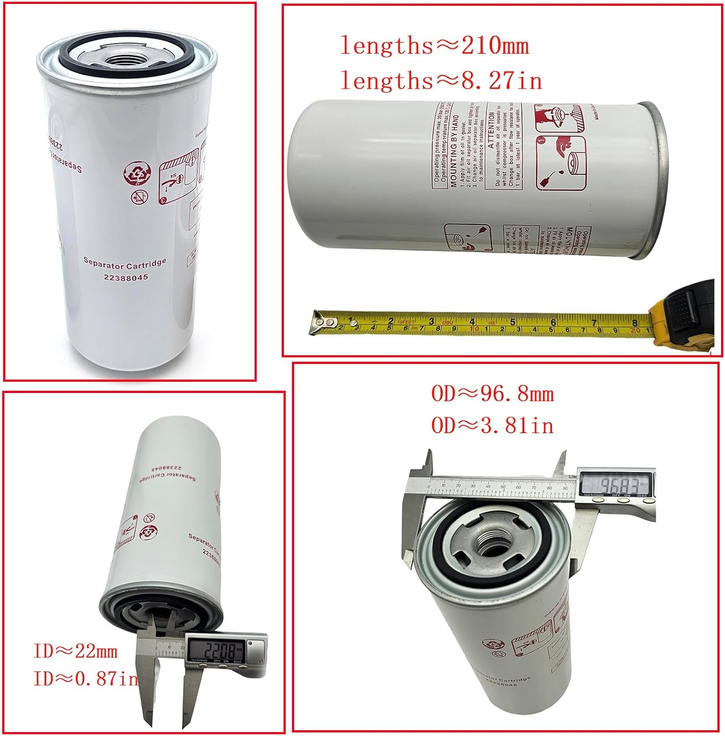 Filter Kit For Ingersoll Rand Air Compressor 5 to 15 HP UP6-Series Separator 22388045 Oil Filter 39329602 Air Filter 88171913