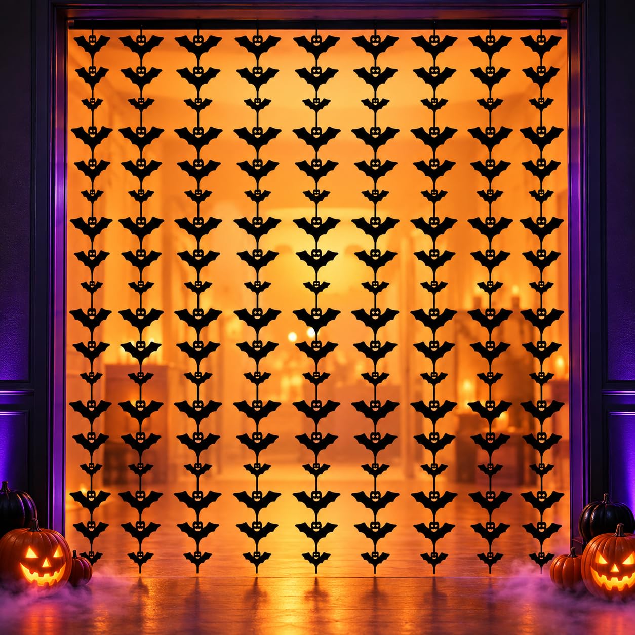 Halloween Decorations - Bats Black Tinsel Streamers Backdrop Banner — home & kitchen deal