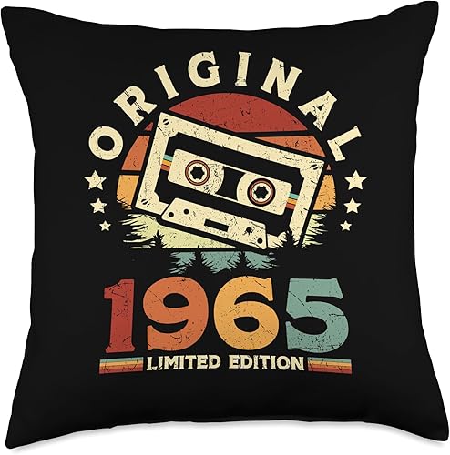 Retro Limited Edition 1965 Cassette Tape 59th Birthday Throw Pillow