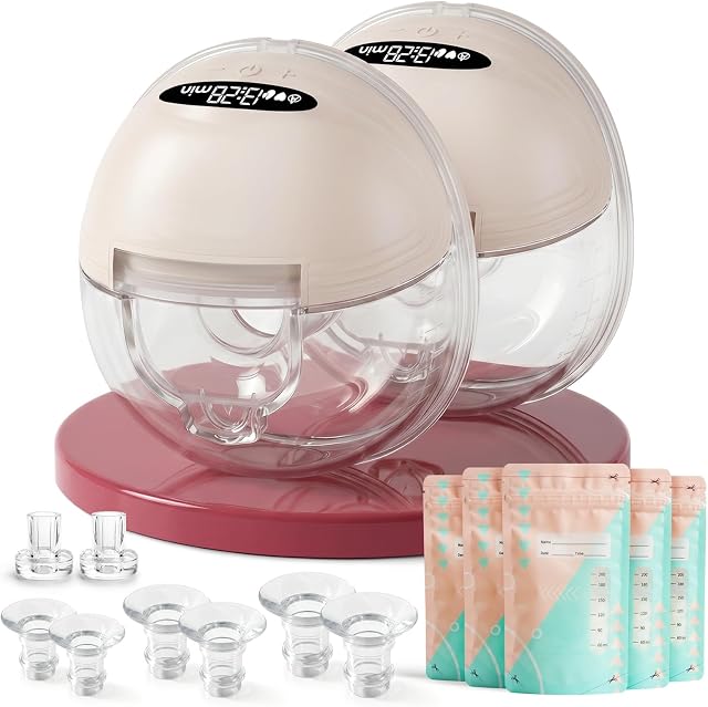 DrBash Wearable Breast Pump S21 | Hands-Free, Portable, Cordless and Double Electric Breast Pump | Smart LED Display, 3 Modes and 12 Levels | Quiet, Leak-Proof and BPA-Free | Beige, 2 Pack