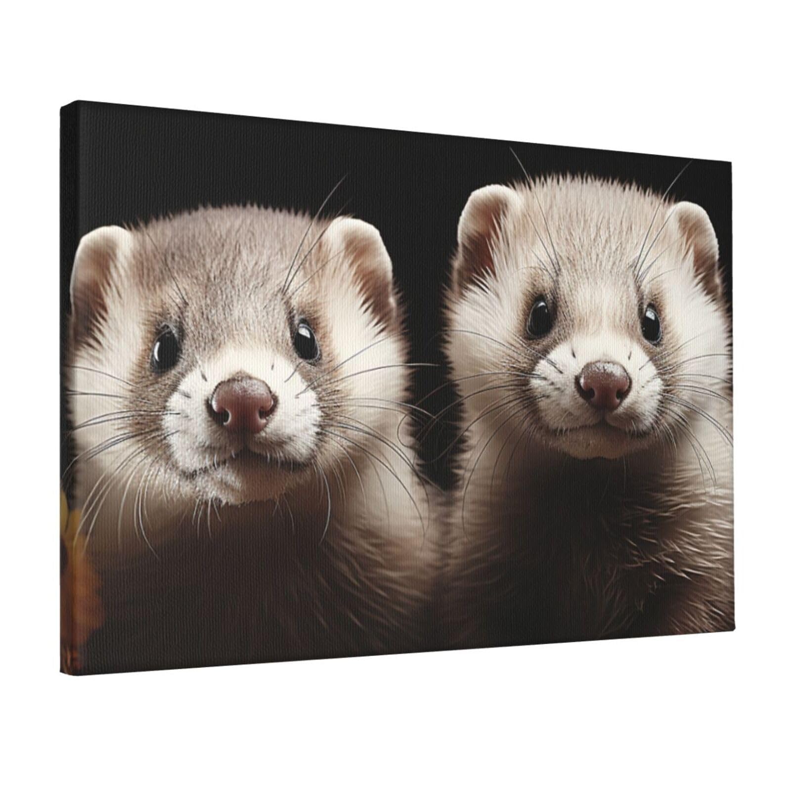 Fodpand Ferrets Unframed Canvas Wall Art,Modern Posters Print Wall Decor Canvas Oil Painting For Bedroom Living Room Bathroom Wall Hanging Artwork Ready To Hang 12"X18"