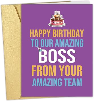 Qiliji Big Birthday Card for Boss, Happy Birthday Card from Your Amazing Team, Boss Birthday Party, Jumbo Bday Card