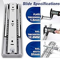 Vista 8 de YENUO Diapositivas de cajón resistentes de cierre suave, montaje lateral de extensión completa de 12, 14, 16, 18, 20, 22, 24, 26, 28, 30, 32