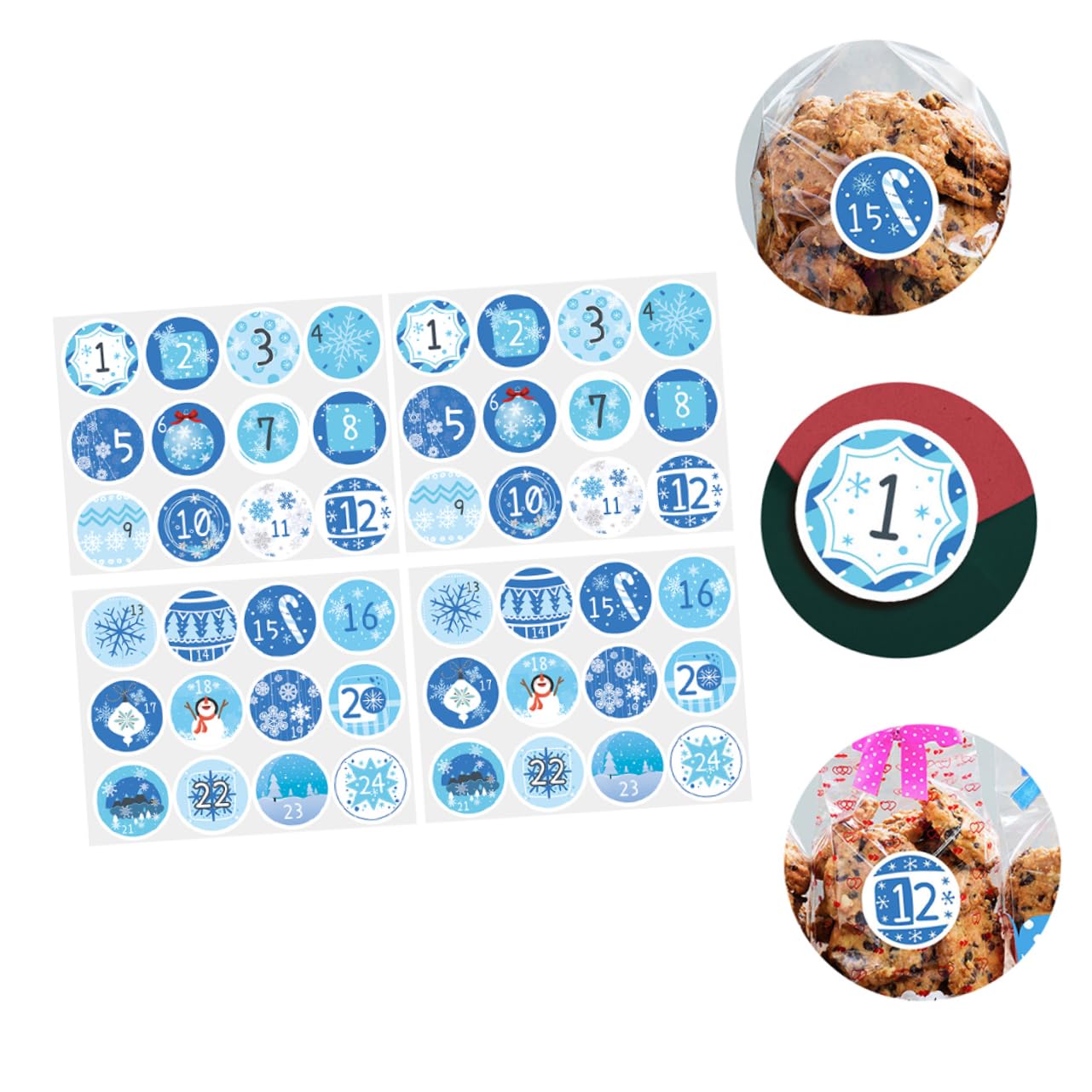 PRETYZOOM 100 Blatt Weihnachtskalender-Aufkleber Adventskalender Aufkleber mit Weihnachtssiegelnummer weihnachtskalender aufkleber weihnachtsbaumdeko Weihnachtsgeschenkanhänger Blue