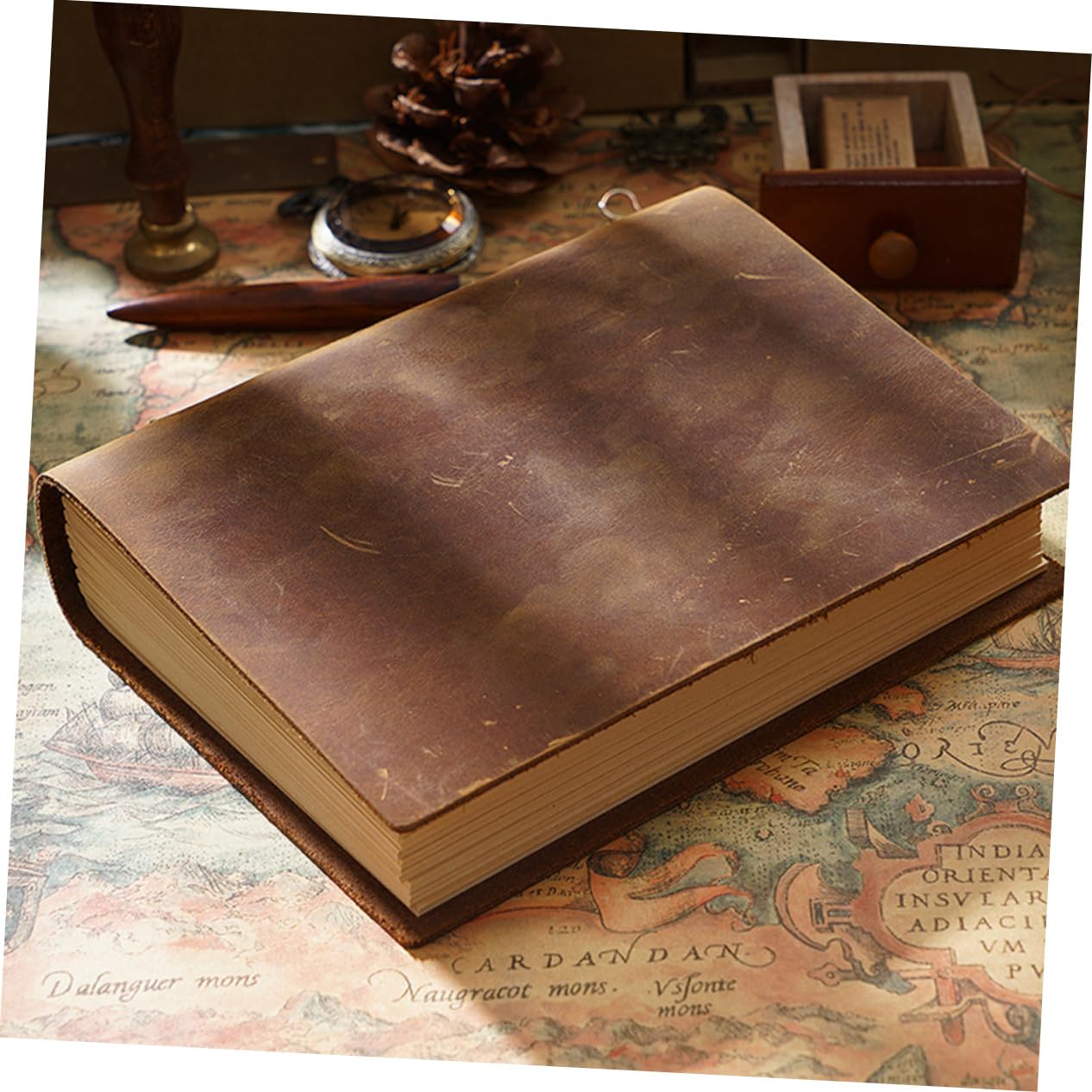 ABOOFAN Quaderno Vintage in Pelle Bovina Marrone, Protegge Pagine | Pagine Interne Ispessite, Carta per Studenti e Ufficio, Stile Semplice Elegante