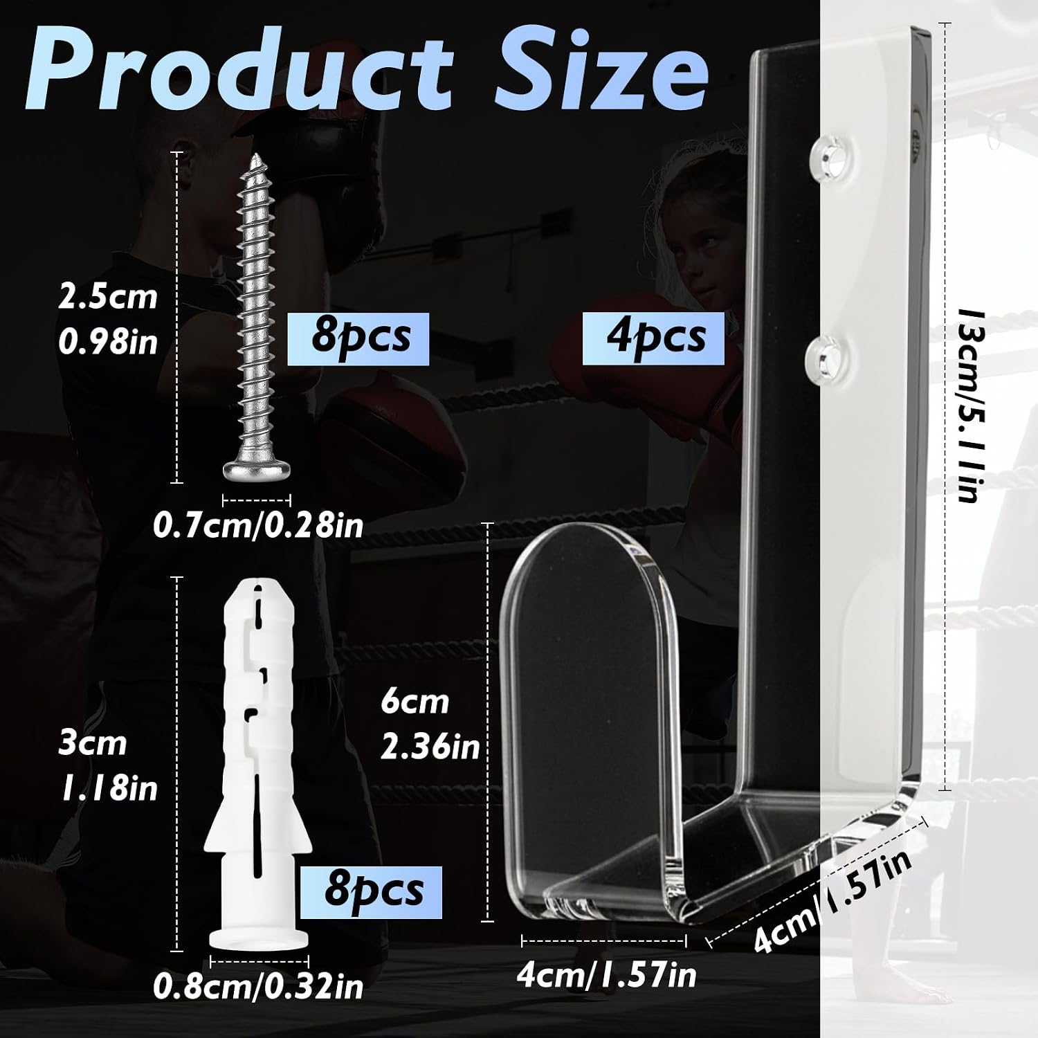 4 Pcs Wrestling Championship Belt Wall Display Holder Belt Horizontal Wall Mount Display Organizer Secure Rack for Wrestling Gifts and Awards