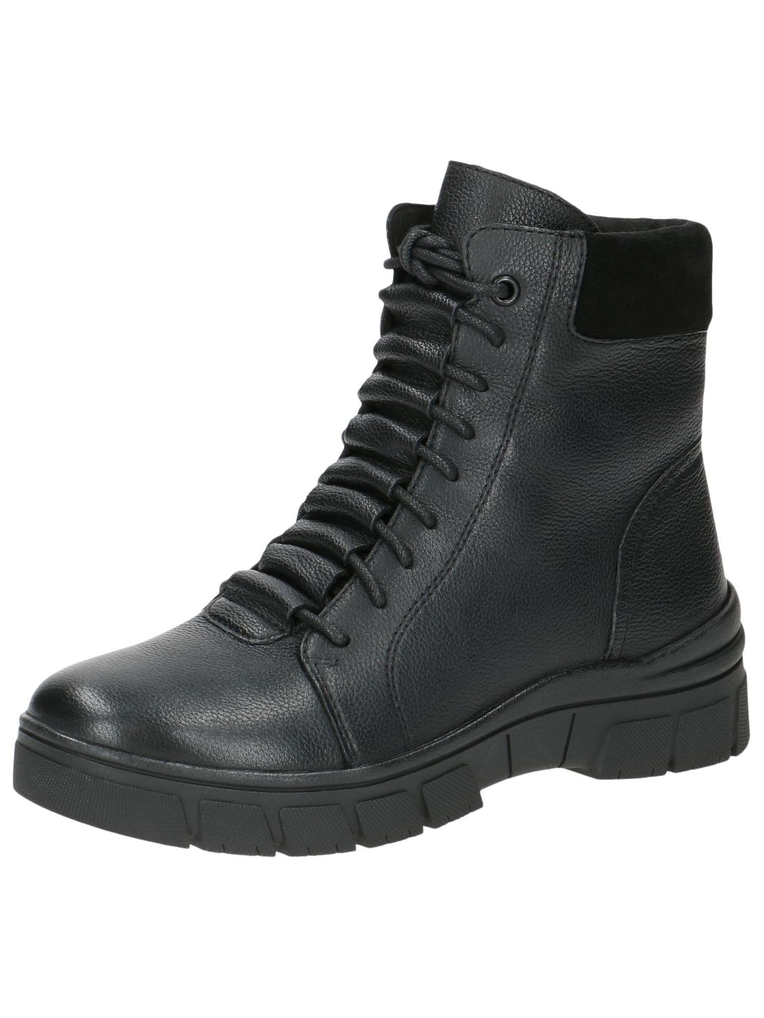 CAPRICE Women's leather lace-up ankle boots water-repellent, Black (Black Nappa), 6 UK