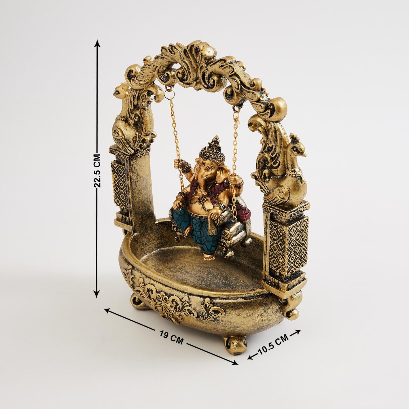 Karigaari Seigneur indien Ganesha Murti On Jhula, pièce maîtresse religieuse décorative pour décoration d'intérieur, chambre Pooja, temple et cadeau de pendaison de crémaillère