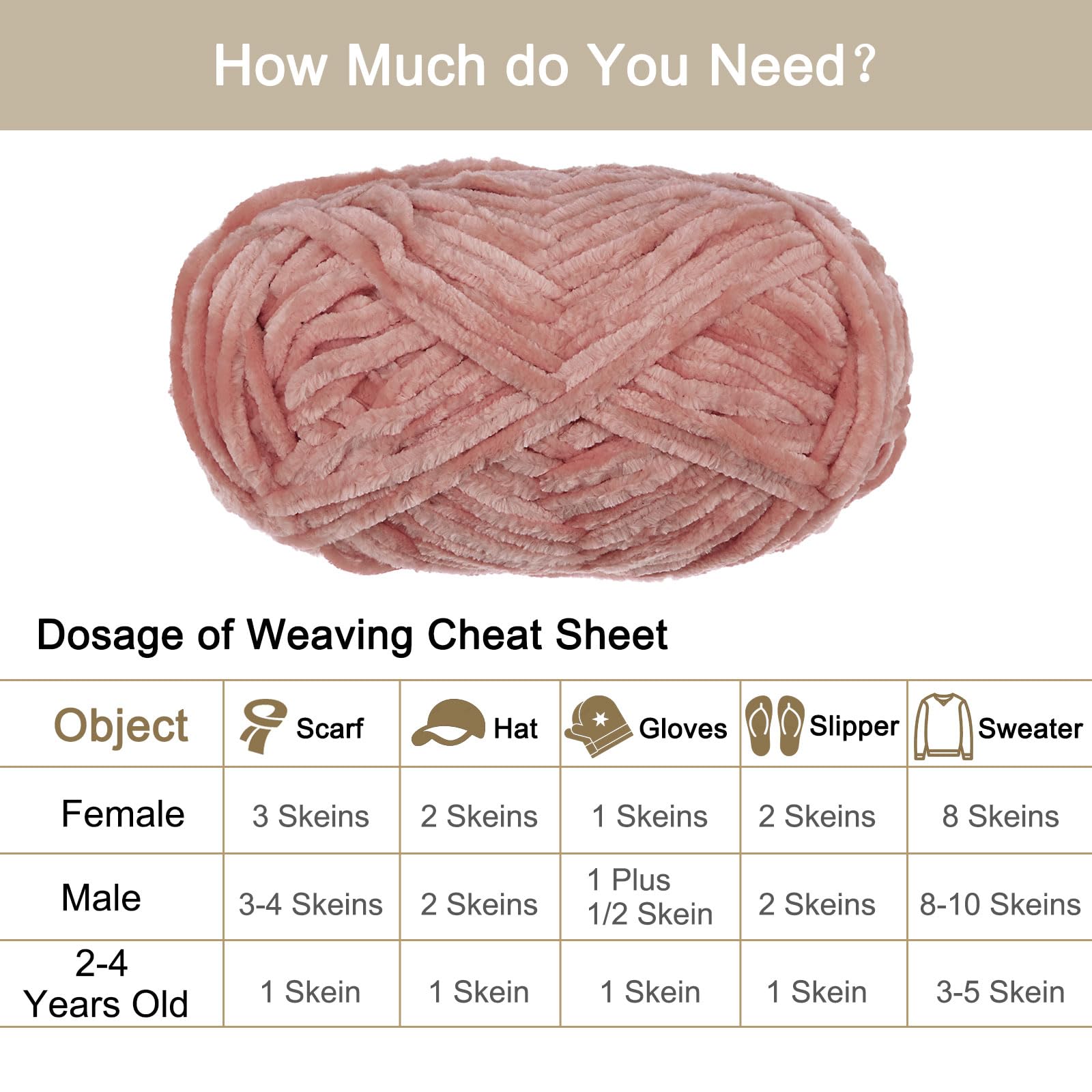 UXCELL 2 Skeins Velvet Chenille Yarn, 2x100g/7.1oz - Image 4
