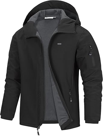 33,000ft Men's Waterproof Softshell Jackets Lightweight Hooded Rain Coat