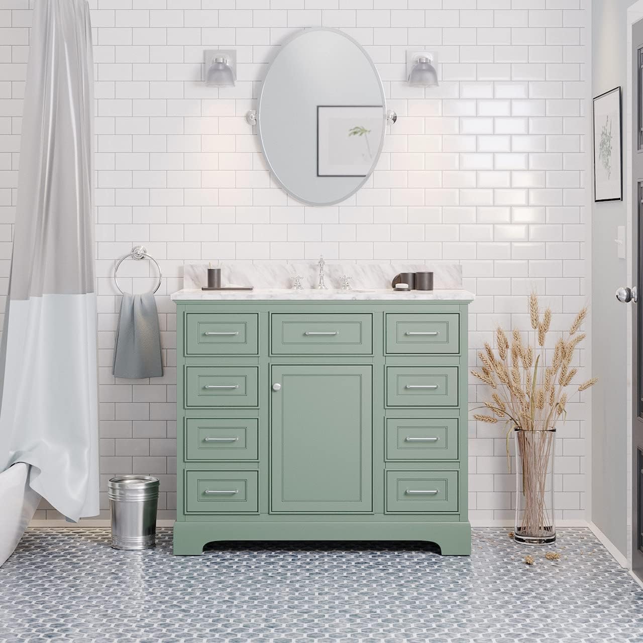 Abbey 30inch Bathroom Vanity (Carrara/Sage Green