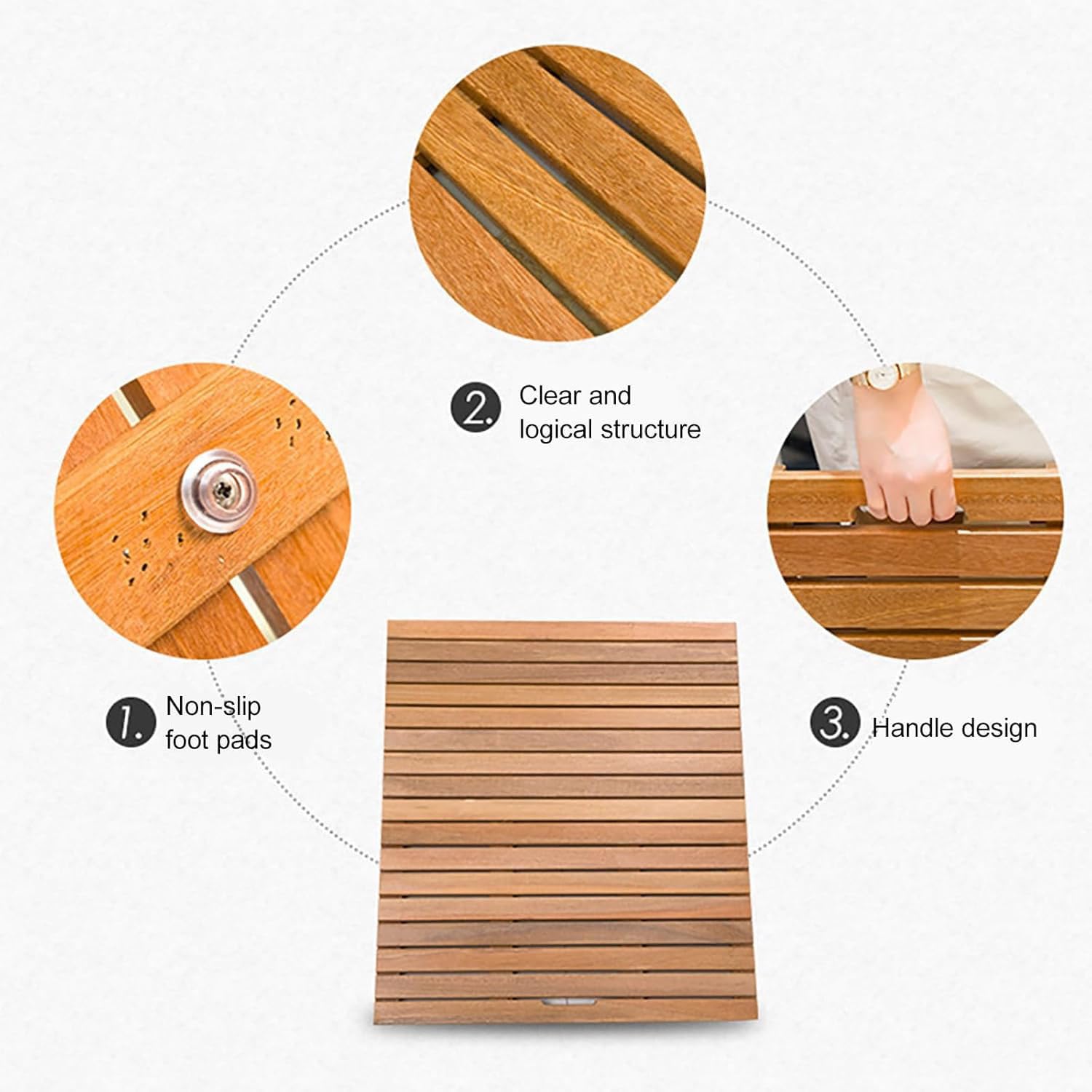 YSZBD Caillebotis De Douche Bois, caillebotis Exterieur,Caillebotis pour la Douche,Salle de Bain, Piscine, Sauna,Tapis de Douche antidérapant(Wood,60×120cm)