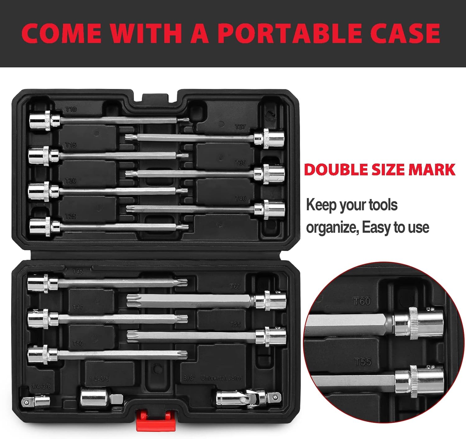 RIMKOLO 3/8" Drive Extra Long Torx Bit Socket Set,15-Piece T10-T60 Star Bit Socket Set S2 Alloy Steel Torx Bit 4.6" Length : Tools & Home Improvement