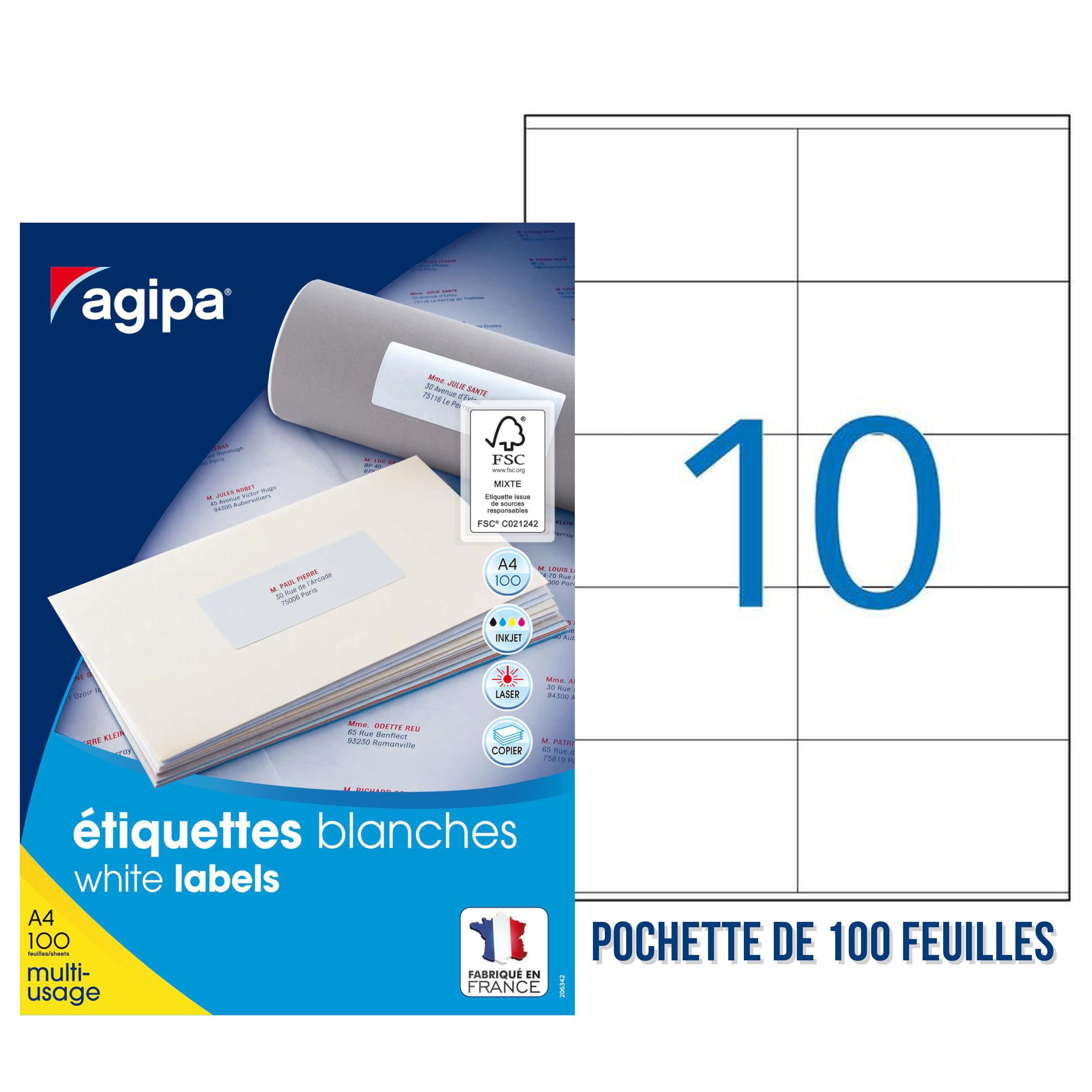 agipa Universal Labels 105 x 57 mm White Rectangular 119013
