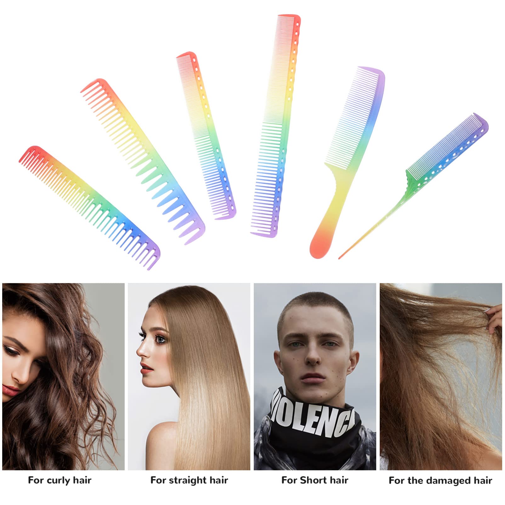 Włosy 1 zestaw Kolorowe narzędzie Kobiety Fryzjerstwo Ogon Cięcie włosów Profesjonalne Szerokie grzebienie Anti Salon Szczur do fryzury Kolor Zęby Rozczesywanie Styliści Szczotka Statyczna Fine Coms g