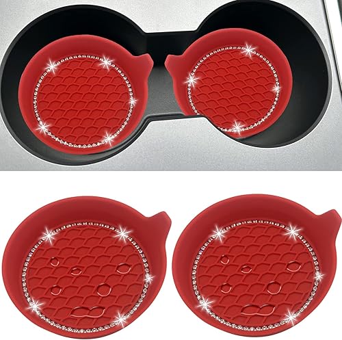 Paquete de 2 posavasos brillantes para automóvil, inserto universal para portavasos de automóvil, posavasos antideslizantes con diamantes de