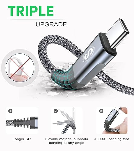 Miniatura 6 de sweguard Cable de carga USB C a tipo C de 100 W, 3.3 pies, paquete de 2 cables de carga para iPhone 15 Pro Max Plus, MacBook, iPad Pro Air 4 5 Mini